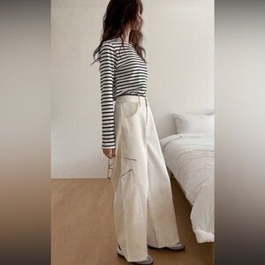 Dazy Size XL Cream Wide-Leg Pants